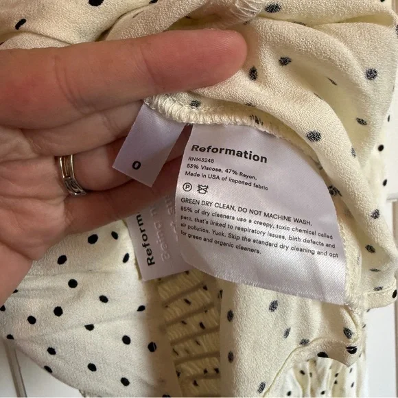 Reformation Matteo Top in Polka Dot Print NWT Long Sleeve Square Neck Blouse - Picture 6 of 7